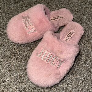 Juicy Couture Soft Pink Plush Slippers